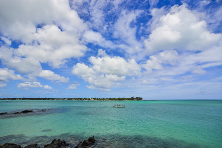 Seascape of Grand Baie, Mauritius. Mauritius is a major tourist destination, ranking 3rd in the region.のeditorial素材