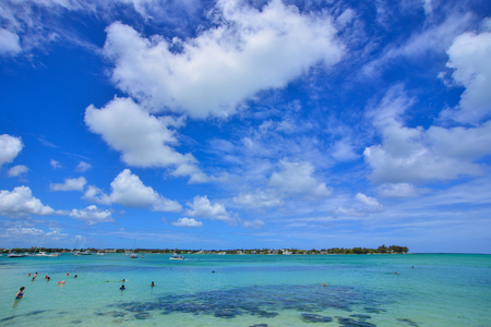 Grand Baie, Mauritius - Jan 10, 2017. Seascape of Grand Baie, Mauritius. Mauritius is a major tourist destination, ranking 3rd in the region.のeditorial素材