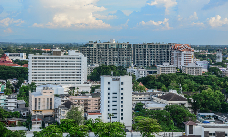 Chiang Mai, Thailand - Jun 22, 2016. Aerial view of Chiang Mai, Thailand. Chiang Mai is one of famous tourist destinations in Thailand.のeditorial素材