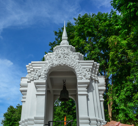 Bell tower at ancient Buddhist temple in Chiang Mai, Thailand. Chiang Mai is one of famous tourist destinations in Thailand.のeditorial素材