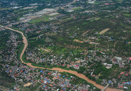 Aerial view of countryside in Chiang Mai, Northern Thailand.の写真素材