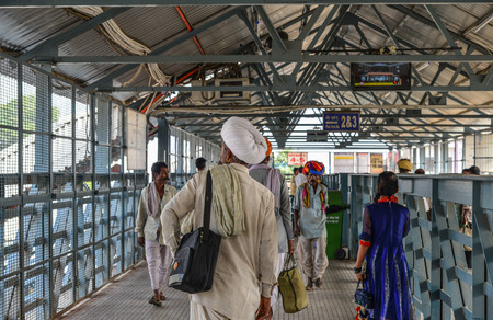 Ajmer, India - Nov 5, 2017. People waiting at railway station in Ajmer, India. India Railway is the fourth-largest railway network in the world by size.のeditorial素材