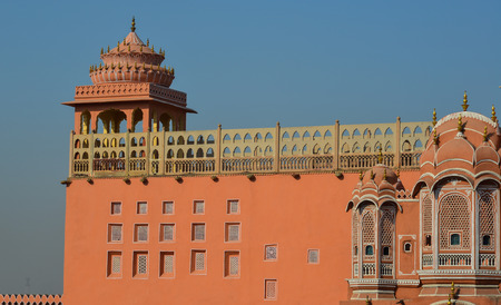 Jaipur, India - Mar 7, 2012. View of Hawa Mahal (Wind Palace) in Jaipur, India. Hawa Mahal is one of the prominent tourist attractions in Jaipur city.のeditorial素材