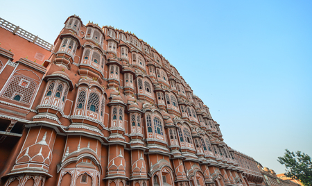 Jaipur, India - Mar 7, 2012. View of Hawa Mahal (Wind Palace) in Jaipur, India. Hawa Mahal is one of the prominent tourist attractions in Jaipur city.のeditorial素材