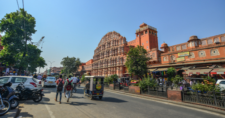 Jaipur, India - Nov 1, 2017. Street of Jaipur, India. Jaipur is the capital and the largest city of Rajasthan State, India.のeditorial素材