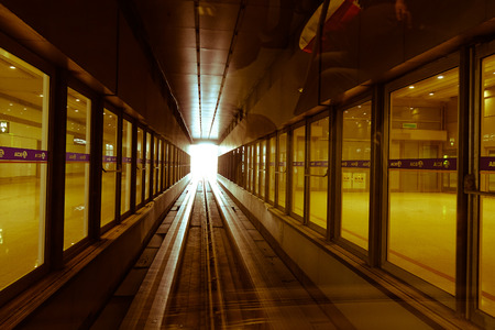 Beijing, China - Feb 28, 2018. Interior of Beijing Capital International Airport (PEK). It has been the world second busiest airport in terms of passenger traffic.のeditorial素材