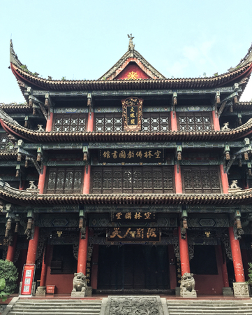 Chengdu, China - Aug 20, 2016. A local temple in Chengdu, China. Chengdu is one of the three most populous cities in Western China (the other two are Chongqing and Xian).のeditorial素材
