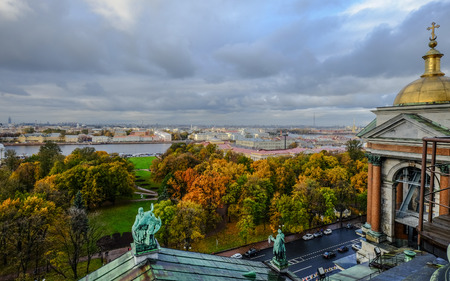 St. Petersburg, Russia - Oct 15, 2016. Aerial view of St. Petersburg, Russia. Saint Petersburg was the imperial capital for 2 centuries, having been founded by Peter the Great.のeditorial素材