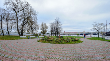 Riverside park in St. Petersburg, Russia. Saint Petersburg has a significant historical and cultural heritage.のeditorial素材