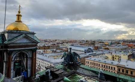St. Petersburg, Russia - Oct 15, 2016. Aerial view of St. Petersburg, Russia. Saint Petersburg was the imperial capital for 2 centuries, having been founded by Peter the Great.のeditorial素材