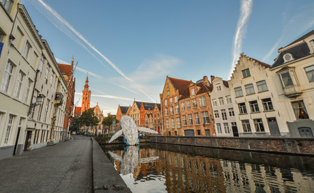 Bruges, Belgium - Oct 5, 2018. Historical centre of Bruges (Brugge), Belgium. Bruges is distinguished by its canals, cobbled streets and medieval buildings.のeditorial素材