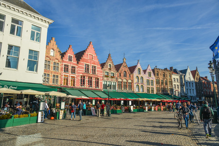 Bruges, Belgium - Oct 5, 2018. Historical centre of Bruges (Brugge), Belgium. Bruges is distinguished by its canals, cobbled streets and medieval buildings.のeditorial素材