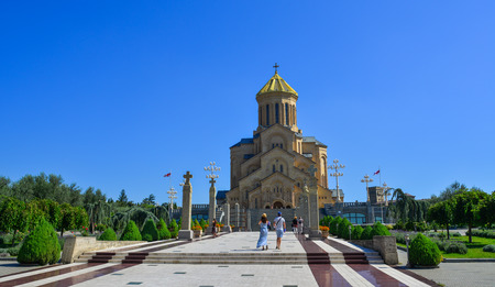 Tbilisi, Georgia - Sep 23, 2018. Holy Trinity Cathedral of Tbilisi, Georgia. Church is the third-tallest Eastern Orthodox cathedral in the world.のeditorial素材