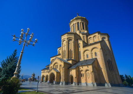 Tbilisi, Georgia - Sep 23, 2018. Holy Trinity Cathedral of Tbilisi, Georgia. Church is the third-tallest Eastern Orthodox cathedral in the world.のeditorial素材