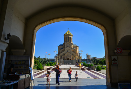 Tbilisi, Georgia - Sep 23, 2018. Holy Trinity Cathedral of Tbilisi, Georgia. Church is the third-tallest Eastern Orthodox cathedral in the world.のeditorial素材