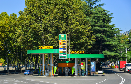 Tbilisi, Georgia - Sep 23, 2018. Gasoline station in Tbilisi, Georgia. Tbilisi is the Georgia ancient and vibrant capital city.のeditorial素材