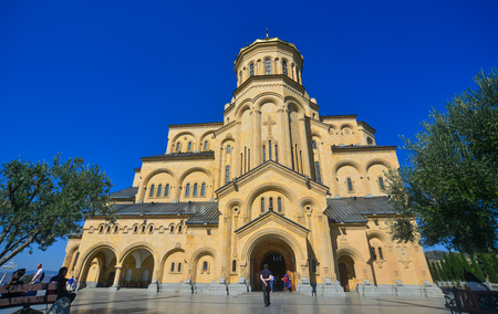 Tbilisi, Georgia - Sep 23, 2018. Holy Trinity Cathedral of Tbilisi, Georgia. Church is the third-tallest Eastern Orthodox cathedral in the world.のeditorial素材