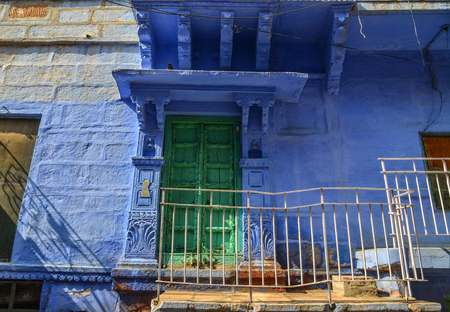 Ancient blue house in Jodhpur, India. Jodhpur is the second largest city in state of Rajasthan.のeditorial素材