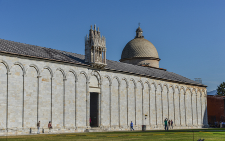 Pisa, Italy - Oct 18, 2018. Part of Pisa Cathedral Square (Piazza del Duomo). The complex recognized as an important centre of European medieval art.のeditorial素材