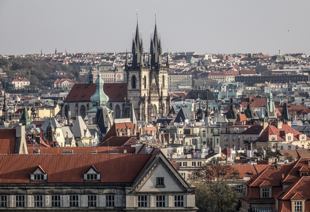 Aerial view of Prague, Czechia. Prague is the 14th largest city in Europe and the historical capital of Bohemia.のeditorial素材