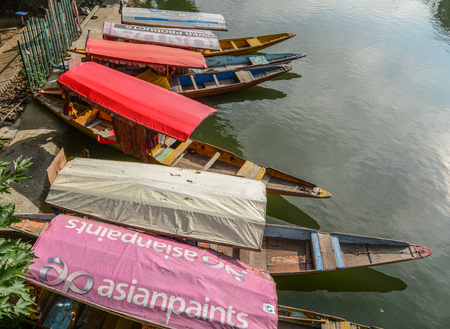 Srinagar, India - Jul 2, 2015. Landscape of Dal Lake in Srinagar, India. The lake, situated in the northeast of Srinagar, is one of the most beautiful lakes in India.のeditorial素材