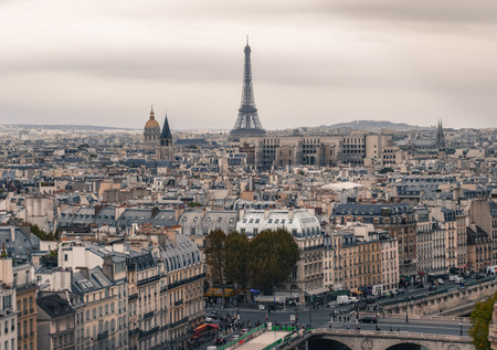 Paris, France - October 2, 2018. Aerial view of Paris with its typical buildings. Paris is a global center for art, fashion, gastronomy and culture.のeditorial素材