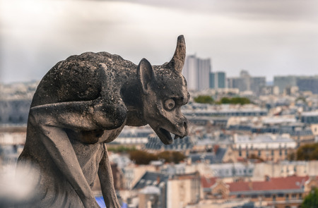 Chimera (Gargoyle) of the Cathedral of Notre Dame de Paris (France).