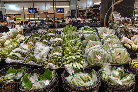 Bangkok, Thailand - Apr 20, 2018. Fresh banana at supermarket in Bangkok, Thailand. Bangkok is the most populous city of the Kingdom of Thailand.のeditorial素材