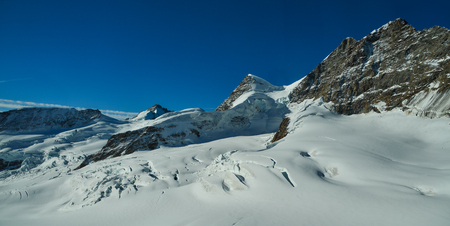 View of the Alps mountains from the view of Jungfraujoch Station, Switzerland.