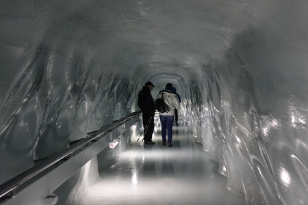 Jungfrau, Switzerland - Oct 20, 2018. Walking tunnel at the Ice Palace of Jungfraujoch Station (Switzerland).のeditorial素材