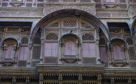 Jodhpur, India - Nov 7, 2017. Part of Mehrangarh Fort in Jodhpur, India. Built in around 1460 by Rao Jodha, the fort is situated 410 feet above the city.のeditorial素材