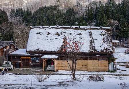 Gifu, Japan - Dec 29, 2015. Historic Village of Shirakawago at winter in Gifu, Japan. Shirakawago is one of Japan    Sites.のeditorial素材