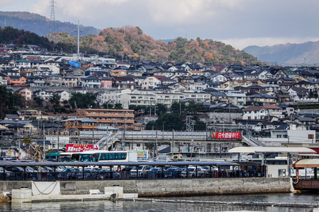 Onomichi, Japan - Dec 28, 2015. Cityscape of Onomichi, Japan. Onomichi is a quaint town located along the Seto Inland Sea in eastern Hiroshima Prefecture.のeditorial素材