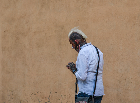 Vatican - Oct 16, 2018. A man standing on Saint Peter Square in Vatican City.のeditorial素材