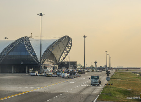 Bangkok, Thailand - Dec 25, 2018. Suvarnabhumi Airport (BKK) building from outside. Suvarnabhumi is one of two international airports serving Bangkok, Thailand.のeditorial素材
