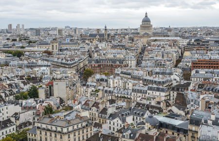 Paris, France - October 2, 2018. Aerial view of Paris with its typical buildings. Paris is a global center for art, fashion, gastronomy and culture.のeditorial素材