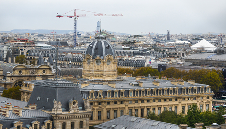 Paris, France - October 2, 2018. Aerial view of Paris with its typical buildings. Paris is a global center for art, fashion, gastronomy and culture.のeditorial素材