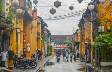 Hoi An, Vietnam - Jan 20, 2019. Street view with old houses in Hoi An Ancient Town (Vietnam), a   .のeditorial素材