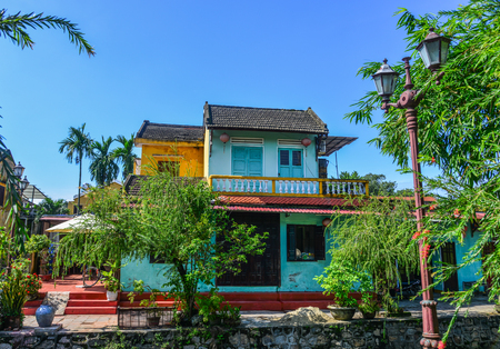 Hoi An, Vietnam - Jan 20, 2019. Old buildings in Hoi An, Vietnam. The historic old town of Hoi An is UNESCO World Heritage Site since 1999.のeditorial素材
