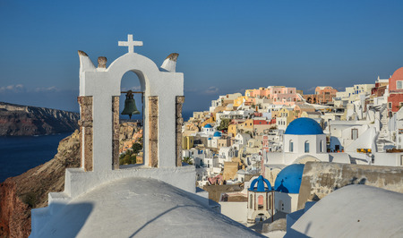 Orthodox Church on Santorini Island, Greece. Santorini is the supermodel of the Greek islands, hosts 1.5 million tourists annually.のeditorial素材