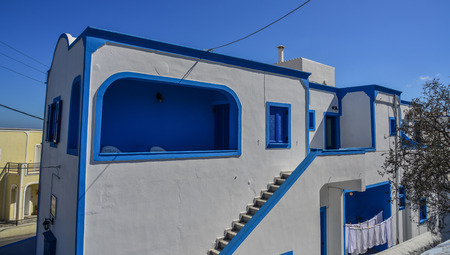 Typical house on Santorini Island, Greece. Santorini is one of the most popular islands for destination weddings and honeymoons.のeditorial素材