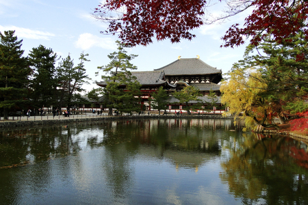 Todaiji Temple in the fall in Nara, Japan. Todaiji is one of Japan most famous and historically significant temples and a landmark of Nara.のeditorial素材