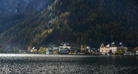Beautiful Hallstatt Village of Austria. Hallstatt is a charming lakeside village in the Alps.のeditorial素材
