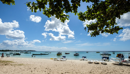 Mauritius - Jan 4, 2017. Seascape of Trou-aux-Biches on Mauritius Island at sunny day. Mauritius is an island nation, and one of famous destinations.のeditorial素材