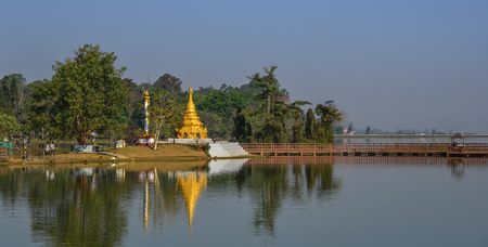Ancient stupa on the bank of Inle Lake, Myanmar.のeditorial素材