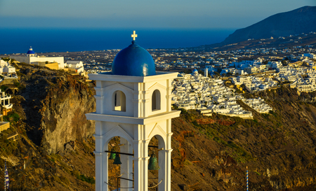 Ancient Greek Orthodox church on Santorini Island. Santorini is one of the most popular islands in the world.のeditorial素材