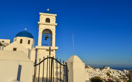 Ancient Greek Orthodox church on Santorini Island. Santorini is one of the most popular islands in the world.のeditorial素材