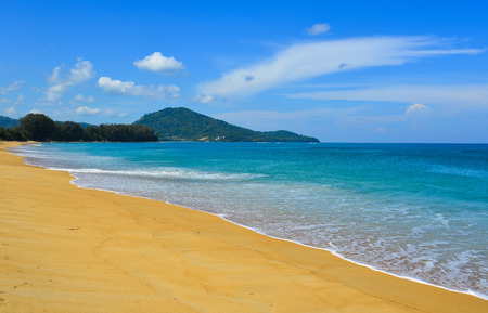 Beautiful seascape of Naiyang Beach at sunny day on Phuket Island, Thailand.の写真素材