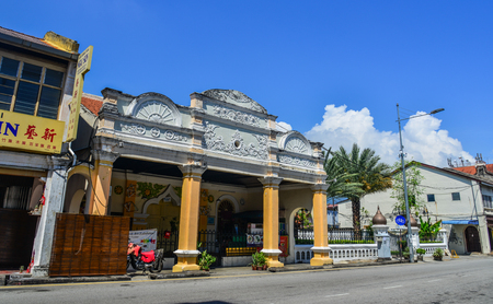 Penang, Malaysia - Mar 9, 2019. Old buildings located in Penang, Malaysia. Penang embraces modernity while retaining its traditions and old world charm.のeditorial素材