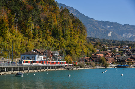 Brienz, Switzerland - Oct 21, 2018. Lake town of Brienz, Switzerland. Brienz is a beautiful town on the lakeside, attracting many tourists.のeditorial素材